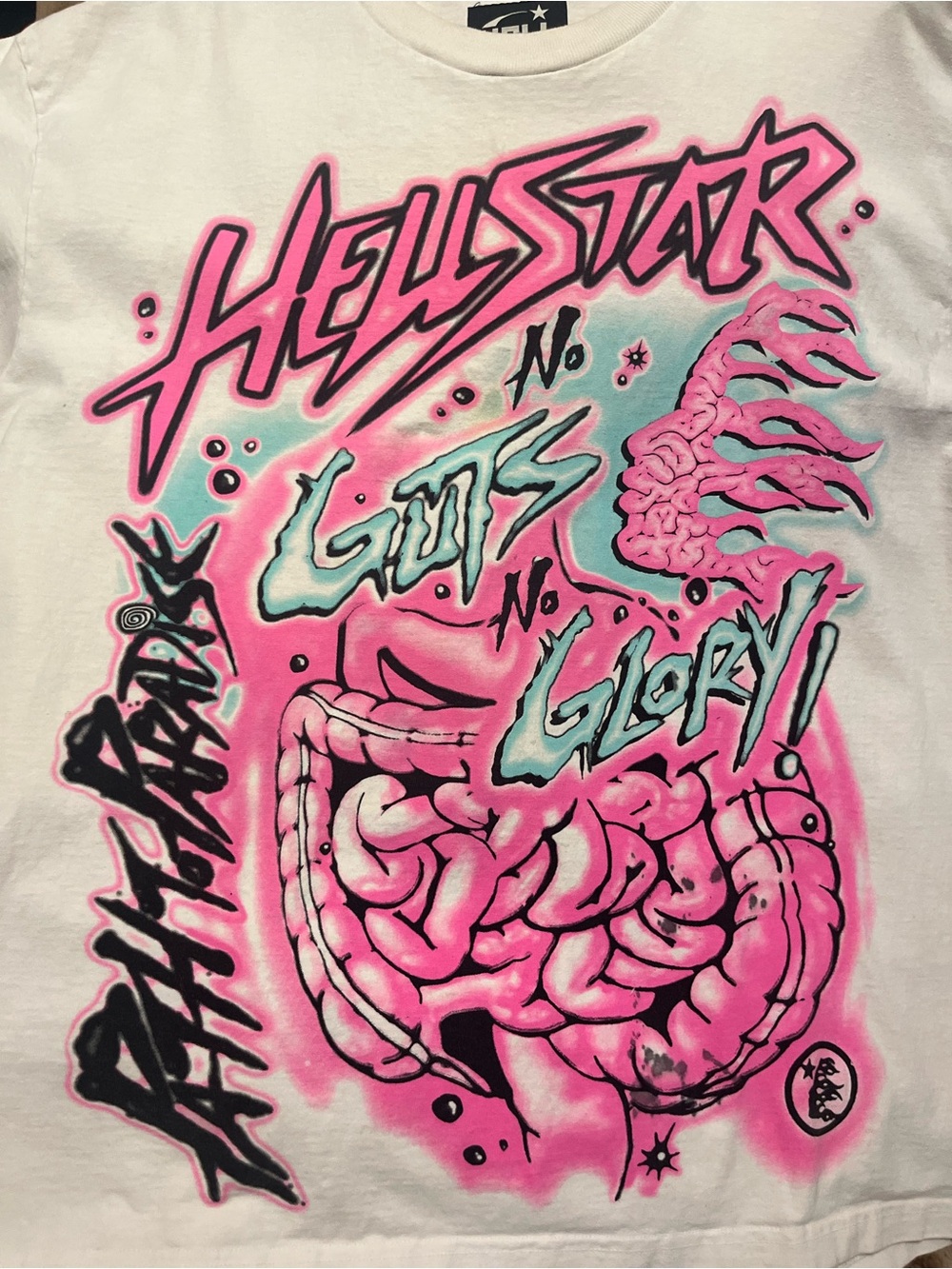 HellStar 'No Guts No Glory!’ Pink Graphic Art Tee - Hell Star